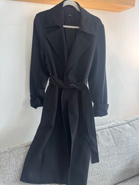 Quince Black Trench Coat with Belt